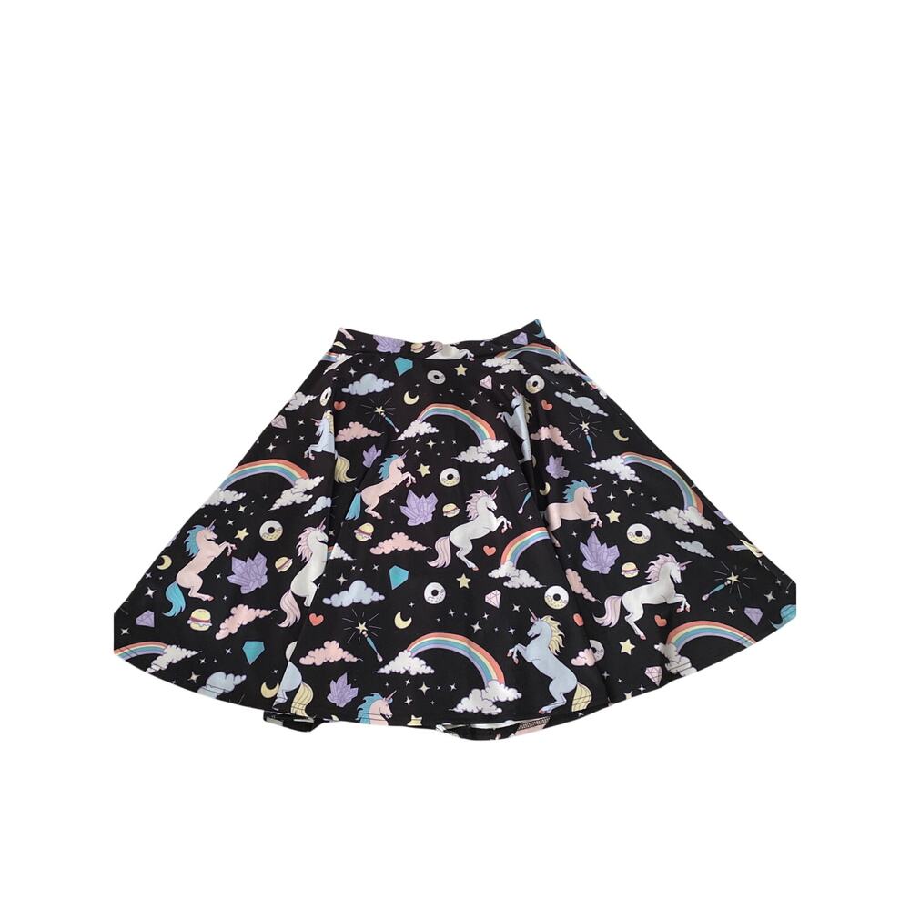 Unicorn Skirt Stretch fabric knee length comfortable skirt rainbows size M\